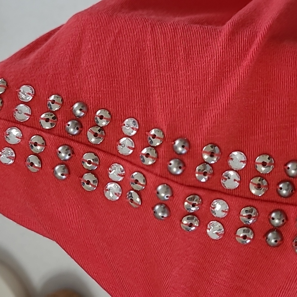 Ruby Rd. Coral Short Sleeve Top with Studded Detail - Picture 3 of 7